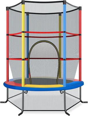 Image de Trampoline d'intérieur et d'extérieur avec filet de sécurité, diamètre 165 cm, trampoline de jardin supportant jusqu'à 135 kg, adapté aux enfants à partir de 3 ans