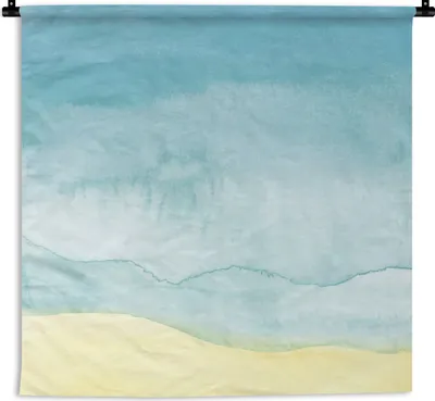 Produktbild von MuchoWow® Wandteppich Wandbehang Strand - Meer - Aquarell 150x150 cm Tapisserie Dekoration Wandtuch - Wohnaccessoires - Modernes