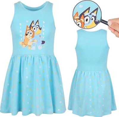 Produktbild von Bluey Bingo Baumwollkleid für Mädchen, ärmellos, für den Sommer, 100 % BAUMWOLLE 104
