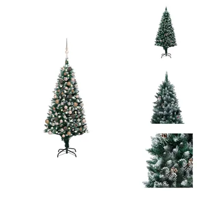 Imagen del producto de vidaXL Árbol de Navidad artificial con luces, adornos y piñas, 180 cm - Árboles de Navidad