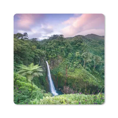 Produktbild von MuchoWow® Mauspad Mousepad Wasserfall - Sonnenuntergang - Dschungel 20x20 cm - Mousepads - Maus Mat - Pad - Mausunterlage - Desk Mat - Bureauartikeln