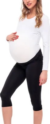 Image de Leggings de grossesse 3/4 Be Mammy en viscose BE20-254 (noir, XL)