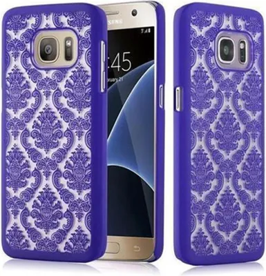 Produktbild von Cadorabo Hülle für Samsung Galaxy S7 Schutz Hülle in Lila Hard Case Schutzhülle Blumen Etui Handyhülle
