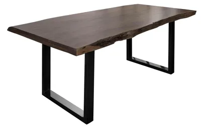 Produktbild von MASSIVMOEBEL24.DE Baumtisch Akazie 160x90x77 grau lackiert / U-Beine anthrazit glänzend FREEFORM 5