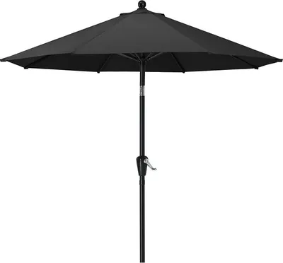 Productafbeelding van 270 cm parasol met 8 baleinen en handkurbel, antracietkleurig | Kantelbaar, UPF50+ zonbescherming, geschikt voor terras, tuin, patio en marktkraampjes
