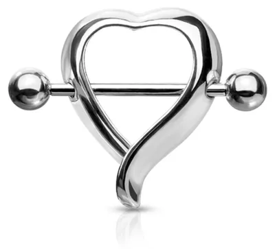 Produktbild von Brustwarzenpiercing „Herz“: Nippelpiercing Schild 316L Silber