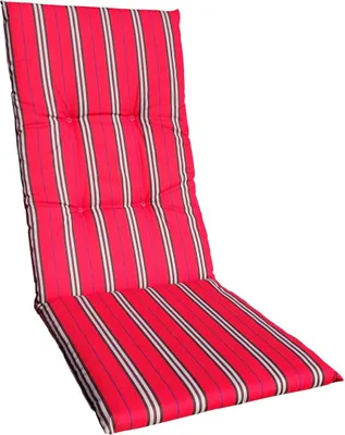 Immagine prodotto di Materasso doppio 118x45x5 cm cuscino per poltrona da giardino con schienale alto 1516101 - cuscino morbido imbottito, rosso a righe