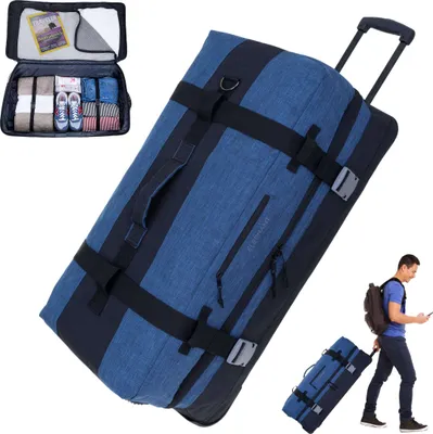 Produktbild von Trolley Koffer Reisetasche Elephant Travel XXL Trolly 120 Liter 80 cm Trolly Rolltasche Reisetrolley groß Gepäck Reise Tasche 13032 Blau Schwarz