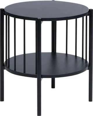 Zdjęcie produktu dla BELIANI Stolik pomocniczy czarny z MDF 40 x 40 cm okrągły boczny z półką do salonu sypialni