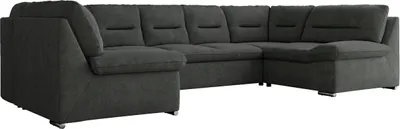 Produktbild von Sofa XXL U-Form Beige, Wohnlandschaft U Form mit Schlaffunktion, Sofa mit Schlaffunktion, Schlafsofa, Wohnzimmer Couch mit schlaffunktion - Comodo U - Dunkelgrau Stukture