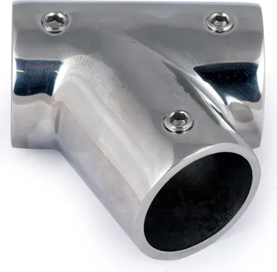 Produktbild von T-Stück für 22 mm Rohr, Neigung 60° Edelstahl Beschlag für Sprayhood, Sonnensegel, Handlauf, Reling auf Booten