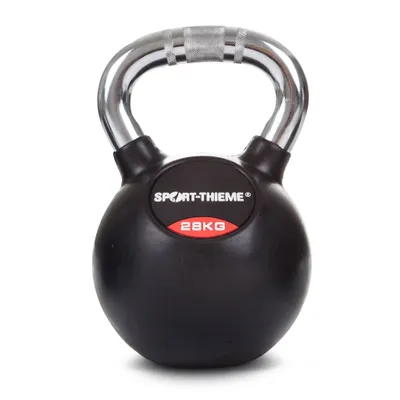 Zdjęcie produktu dla Kettlebell Sport-Thieme „gumowany z radełkowanym uchwytem chromowanym”, 28 kg