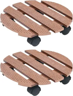 Obrázok produktu pre Vozíky pod kvetináče 2 ks hnedé Ø30x7,5 cm WPC