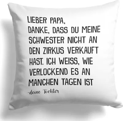 Produktbild von 22Feels Papa Geschenk von Tochter Vater Kissen Vatertag Geburtstag Herrentag Weihnachten Deko Männer Dekoration Spruch Geschenkidee Wohnzimmer Schlafzimmer Couch