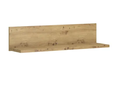 A wooden shelf with a visible wood grain pattern, presented against a white background.