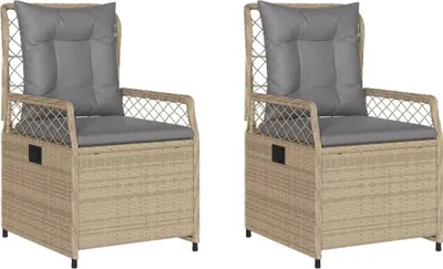 Produktbild von vidaXL Gartensessel 2 Stk. Verstellbar Beige Poly Rattan