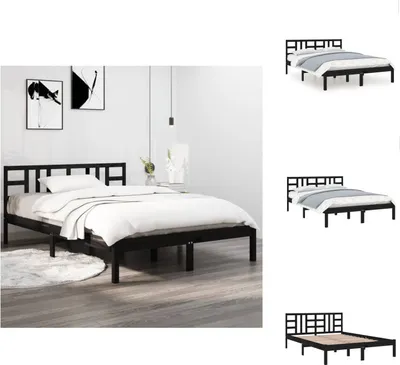 Produktbild von vidaXL Massivholzbett Schwarz 140x190 cm -  Betten & Bettgestelle