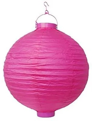 Papierlampion mit LED-Licht, 30 cm, rosa, 5 Stück