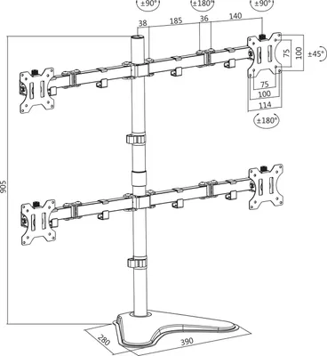 Produktbild von LogiLink BP0046, Durchgeschraubt, 8 kg, 33 cm (13"), 81,3 cm (32"), 100 x 100 mm, Edelstahl