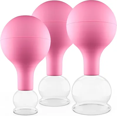 Productafbeelding van Glazen bekers, gemaakt van echt glas, set van 3, inclusief zuignappen van 25 mm, 32 mm en 40 mm, roze