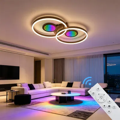 Imagen del producto de Lámpara de techo LED Infinity RGB con mando a distancia, efecto túnel 3D-002, paneles de luz individuales, regulable (10–100%), temperatura de color: 1800–12000K