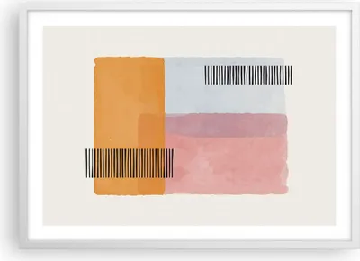 Produktbild von Gerahmtes Poster - Weißer Rahmen - Aquarell Rechtecke Linien - 70x50 cm - Wand Bild - Wanddeko - Wandbilder - Kunstposter - Wandposter - Bilderrahmen - Bilder - Kunstdruck - P2WAA70x50-4669