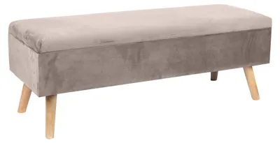 Sitzbank mit Stauraum, Samt, 40x110x40 cm, creme