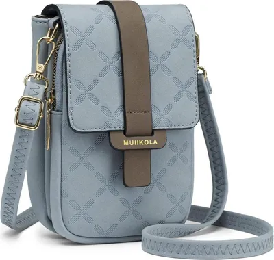 Produktbild von Handytasche Damen RFID-Blockierung Leder Große Kapazität Umhängetasche - Blau