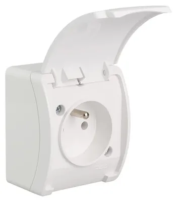 Imagen del producto de Enchufe individual Adelid Koala, hermético, color blanco