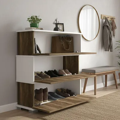 Immagine prodotto di Dmora Scarpiera Astrubale 30x90x93h cm Bianco, 18 Paia 3 Ante