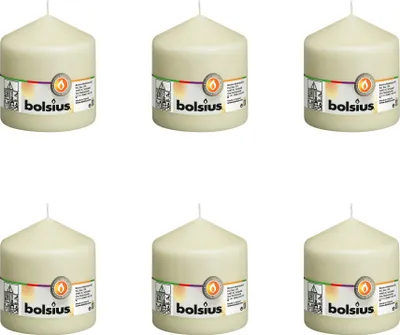Image de Bolsius - Bougie ronde - 100/98 - 1 par paquet - Ivoire - Pack avantage - 6 pièces