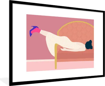 Produktbild von MuchoWow® Gerahmtes Poster Vintage - Frauen - Pastell 90x60 cm - Poster mit Schwarzem Bilderrahmen Wandposter Rahmen Foto Bilder - Wanddekoration - Fotos