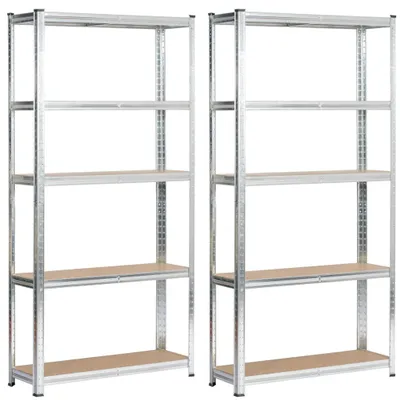 Obrázek produktu pro sada 2 těžkých polic stříbrně pozinkovaných 90 cm 10 polic Š90xV30xD180 cm