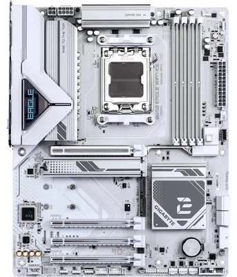 Image de Carte mère GIGABYTE B850 EAGLE WIFI7 ICE - CPU AMD Ryzen 9000, VRM numérique 8+2+2 phases, jusqu'à 8200MHz DDR5 (OC), 1xPCIe 5.0 + 2xPCIe 4.0 M.2, WIFI 7, 2.5 GbE LAN, USB 3.2 Gen 2