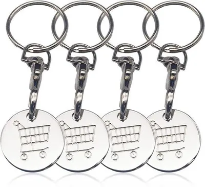 Produktbild von Schnell- und Geldbörse-Locker - 4 Stück - Metallisch - Geschenk für Geburtstag und Ernte - Unisex - Einkaufsaccessoires - Schlüsselbund-Chip - Praktisch und nützlich