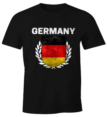 Produktbild von WM Fußball-Sommer 2026 T-Shirt Herren Fußball Deutschland Vintage Flagge Fanshirt MoonWorks®