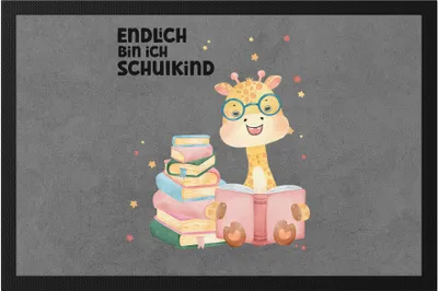 Produktbild von Endlich bin ich Schulkind Fußmatte Giraffe Einschulung Geschenk Erstklässler