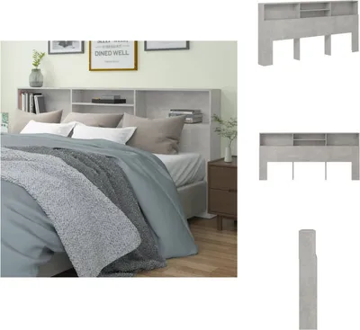 Produktbild von vidaXL Kopfteil mit Ablagen Betongrau 220x19x103,5 cm -  Kopf- & Fußenden
