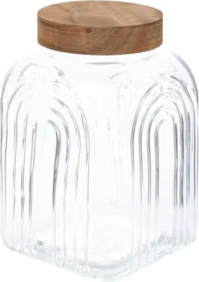 Produktbild von Dekorative Glasvorratsbehälter 4 Liter, Deckel aus Akazie, Five® - Holz - Luftdicht | Mit Deckel
