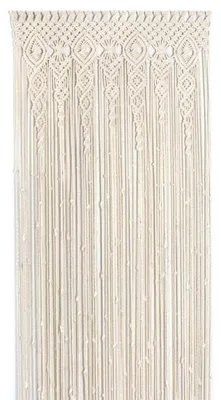 Macramé-Vorhang handgewebt, Baumwolle, Boho, 90x180 cm, Beige