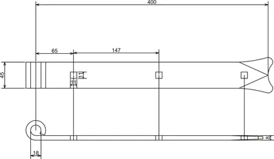 Produktbild von Langbänder einseitig gerollt, ohne Kegel, 400x45x8 mm, Stahl schwarz geschmiedet