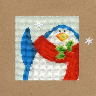 Produktbild von Auslaufmodell Bothy Threads Grußkarte Kreuzstich-Set "Schneebedeckter Pinguin", 10x10cm, XMAS13, Zählmuster