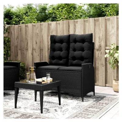 Produktbild von Gartenliegesessel mit Kissen aus Polyrattan, Schwarz, für Wohnzimmer und Terrasse