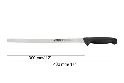 Productafbeelding van Laksmes Arcos, model Prof 293325, gemaakt van Nitrum-roestvrij staal, met een ergonomisch zwart polypropyleen handvat en een 30 cm lemmet. Displaymodel