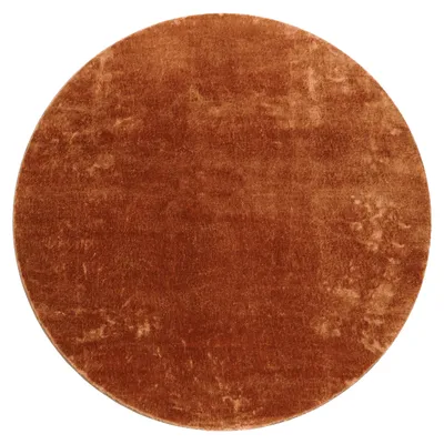Produktbild von Waschbarer Teppich Wohnzimmer Kurzflor Einfarbiger Moderner Stil Weich Orange Grösse 160 cm Rund