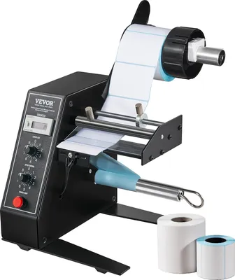 Obrázek produktu pro Automatický dávkovač štítků, šířka 15-125 mm, délka 3-150 mm, odlepovač štítků, oddělovač štítků, plynulá regulace rychlosti, aplikátor štítků, max. počet 0-999999