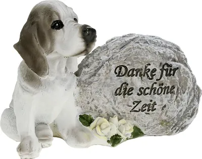 Produktbild von Hundegedenkstein mit Dekorosen und rührender Inschrift