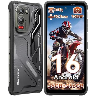 Obrázek produktu pro 2026 Blackview FORT 5,248 g/10,7 mm, ultratenký, 36+256 GB, Helio G100, Android 16, 6,78" HD, 120 Hz, 108 MP, NFC, 700 nitů, IP68 a IP69K, 5000 mAh, bezdrátové nabíjení