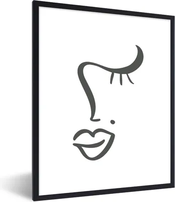 Produktbild von MuchoWow® Gerahmtes Poster Frau - Gesicht - Abstrakt 60x80 cm - Poster mit Schwarzem Bilderrahmen Wandposter Rahmen Foto Bilder - Premium - Wanddeko Wohnzimmer