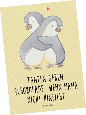 Produktbild von Mr. & Mrs. Panda Postkarte Tante Schokolade - Gelb Pastell - Geschenk, herzerwärmende Sprüche, Freuden, Geschenke, Postkarten, Grußkarte, Fotokarte, Nichte, bildkarte